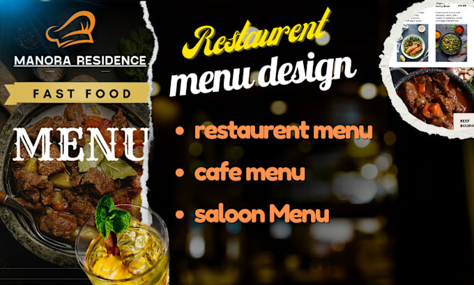 Gig Preview - Design a modern restaurant and food menu