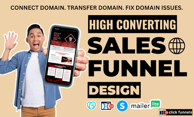 Gig Preview - Transfer, connect domain dns to systeme io sales funnel landing page, mailerlite