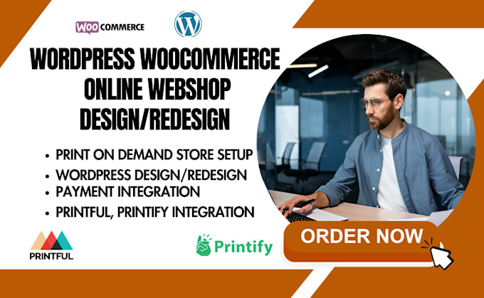 Gig Preview - Design wordpress woocommerce store print on demand printful printify gelato seo