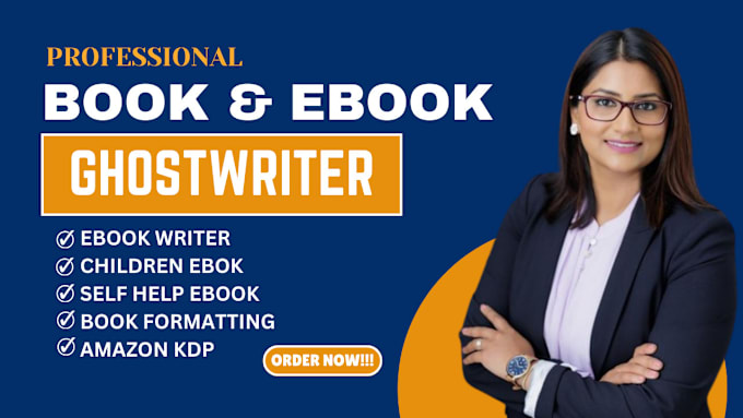 Gig Preview - Be your ebook ghostwriter amazon kdp book publishing, formatting, children ebook