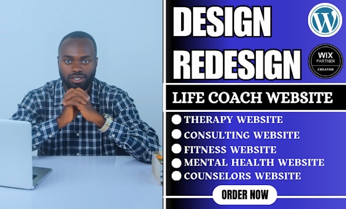 Gig Preview - Build life coaching, mental health, author, consulting, fitness, therapy website