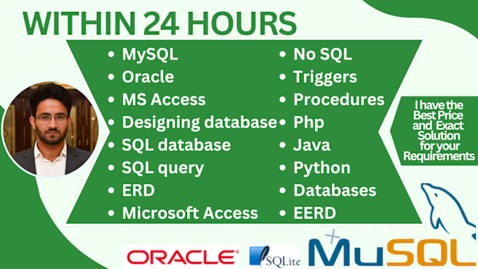 Gig Preview - Design database oracle, mysql, mssql, sqlserver, sql query