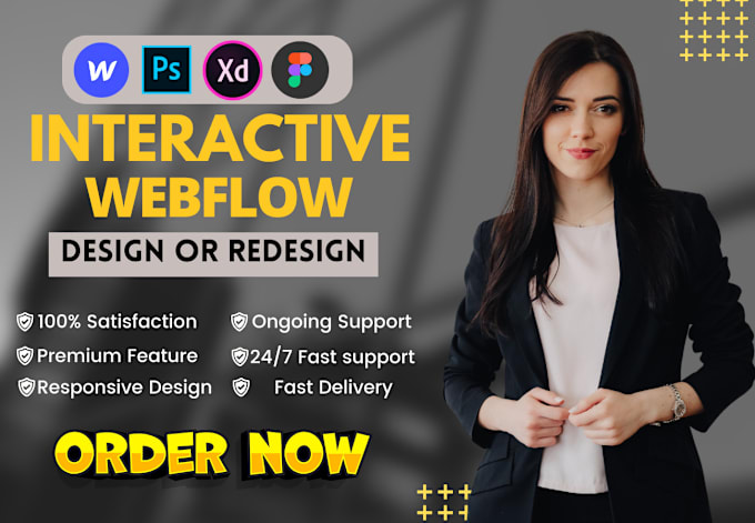 Gig Preview - Design interactive webflow website, figma UI design to webflow, webflow expert