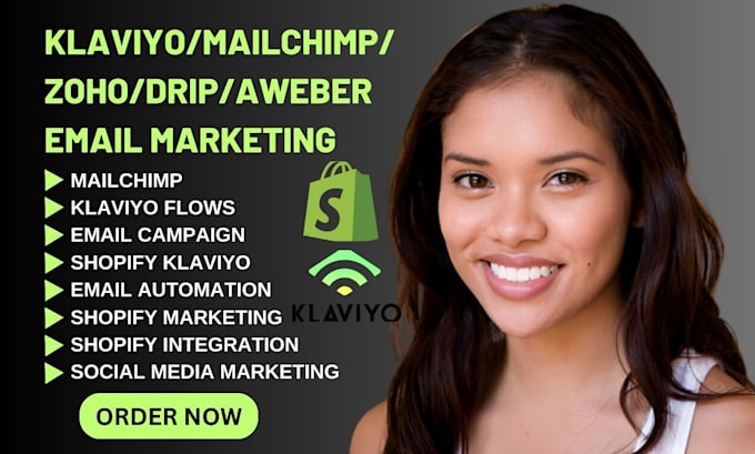 Gig Preview - Klaviyo email marketing campaign mailchimp automation aweber newsletter zoho crm