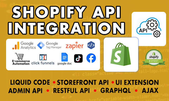 Gig Preview - Integrate the shopify API with web app and shopify app development