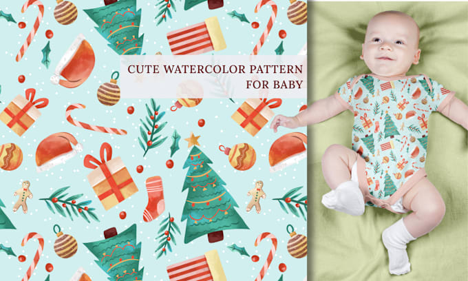 Gig Preview - Make cute watercolor seamless pattern for baby