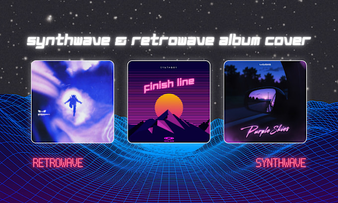 Gig Preview - Design a synthwave retrowave album cover in 24h