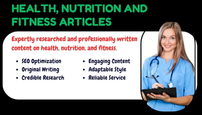 Gig Preview - Compile exceptional health, nutrition, and fitness articles