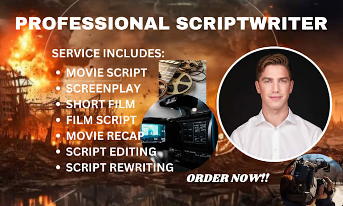 Gig Preview - Write your movie script screenplay script edit or rewrite, tv series, short film