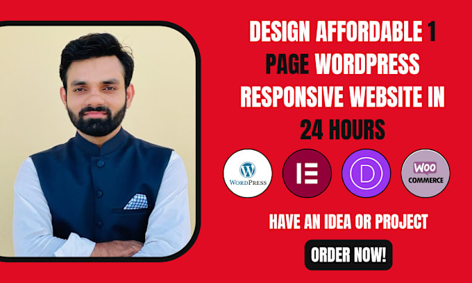 Gig Preview - Design affordable 1 page wordpress responsive website in 24 hours