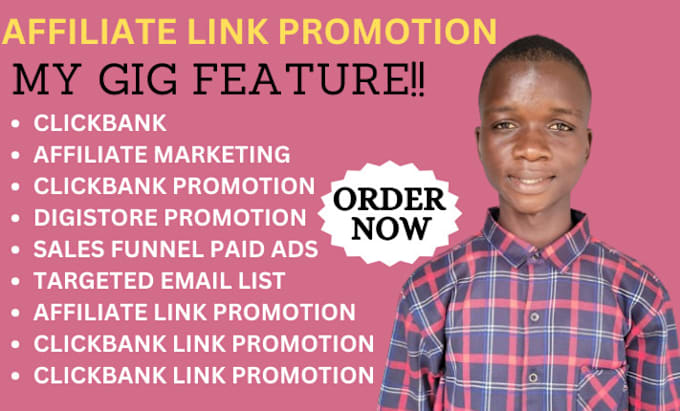 Gig Preview - Promote affiliate link promotion clickbank affiliate marketing salesfunnel