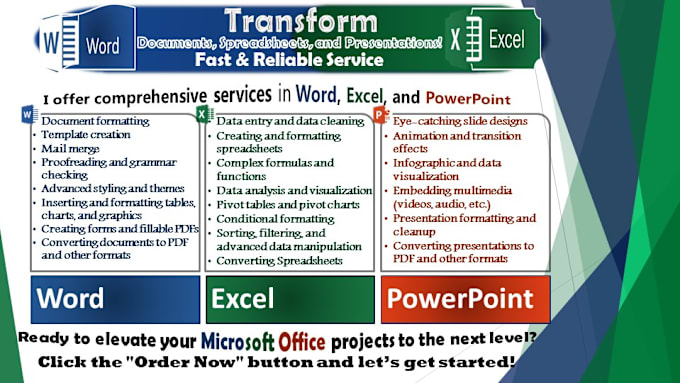 Gig Preview - Type edit design formatting microsoft word, excel documents