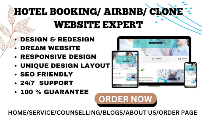 Gig Preview - Create a stunning hotel booking website airbnb website clone website