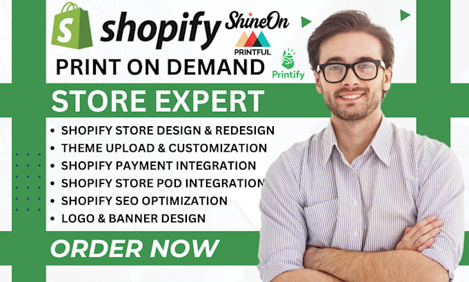 Gig Preview - Redesign shopify store printful print on demand store shopify pod website design