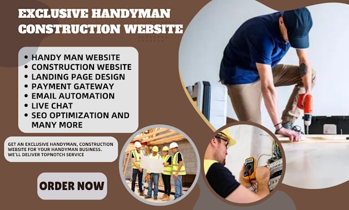 Gig Preview - Design handyman website, construction, plumber,  electrician, handyman website