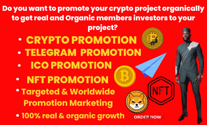 Gig Preview - Promote telegram, nft project, cto, and crypto website to 50m targeted audience