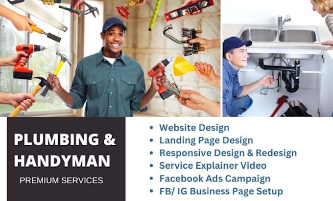 Gig Preview - Design plumbing website handyman home improvement website