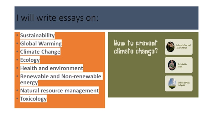 Gig Preview - Do essays in environmental sciences, climate change and geography