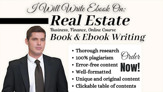 Gig Preview - Be your real estate ebook, business, finance, online course content