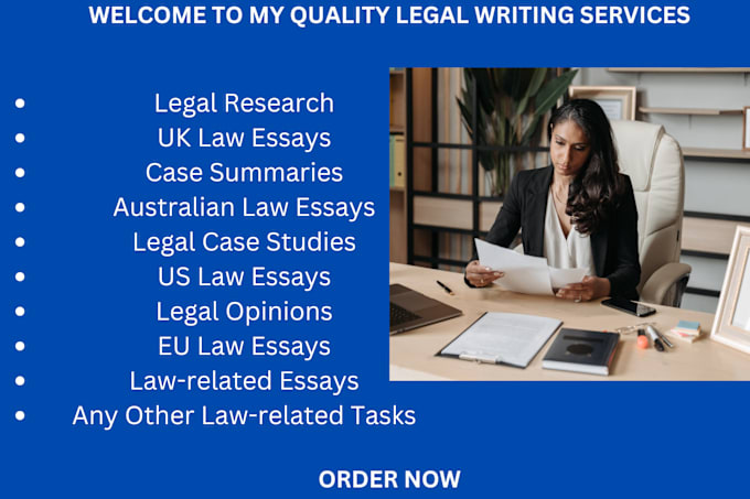 Gig Preview - Do law essays, UK law essays, eu law essays or any legal research