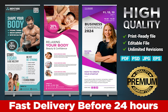 Gig Preview - Design professional pop up banners for your business or event before 24 hours