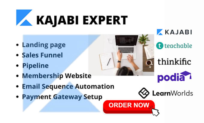 Gig Preview - Kajabi website kajabi online course kajabi website design kajabi podia teachable