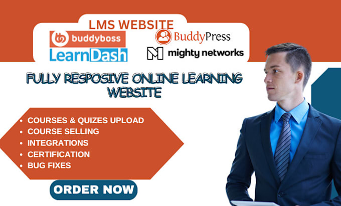 Gig Preview - Design lms website via buddy boss buddy press learndash learnpress elearning