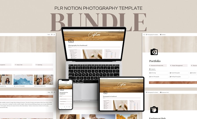 Gig Preview - Send a notion photographer template with private label rights