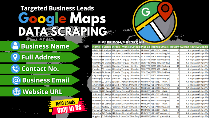 Gig Preview - Scrape google map data for business lead generation, b2b data extraction