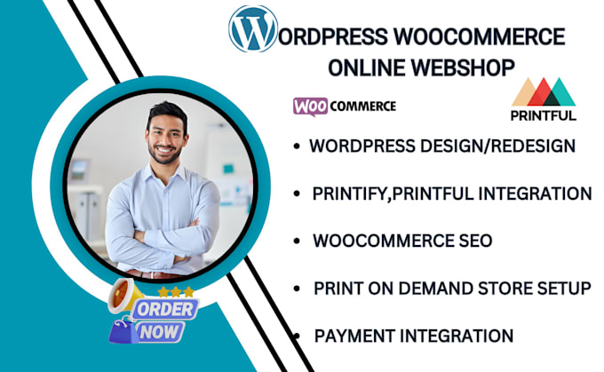 Gig Preview - Build wordpress woocommerce printify gelato printful print on demand website seo