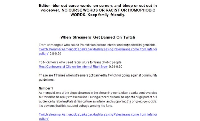 Gig Preview - Write interesting streamers and woke youtube scripts