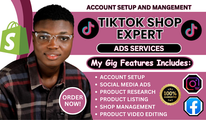 Gig Preview - Tiktok shop facebook instagram shop shopify website marketing expert tiktok ads