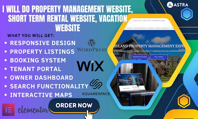 Gig Preview - Do property management website on wix, squarespace and wordpress