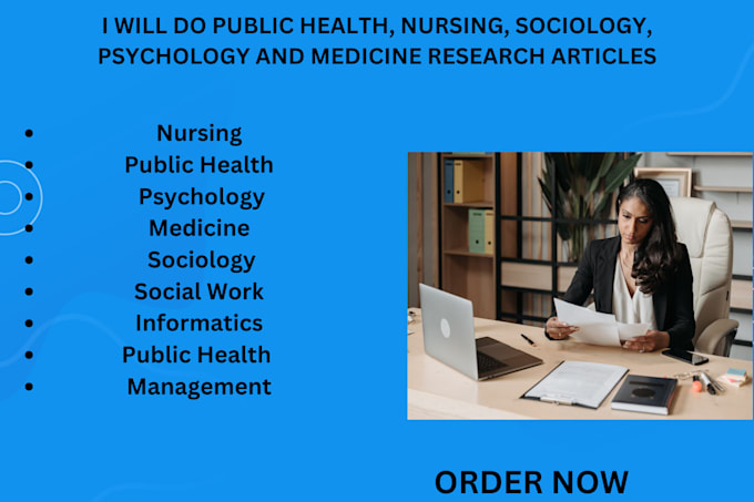 Gig Preview - Do public health, nursing, sociology, psychology and medicine research articles