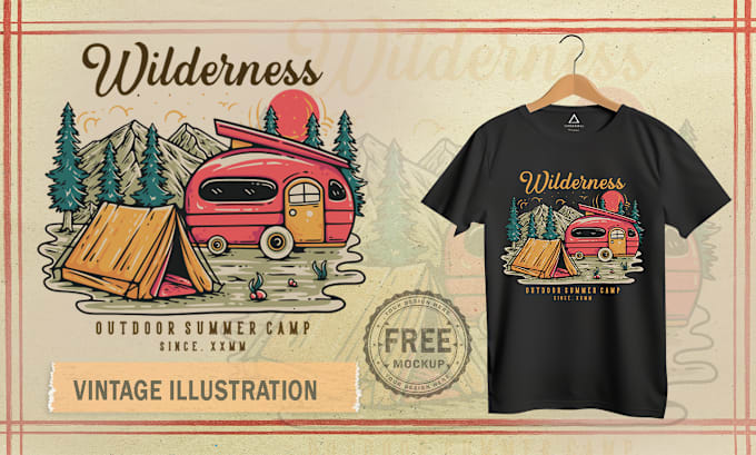 Gig Preview - Draw customize vintage retro t shirt or hand drawing illustration for adventure