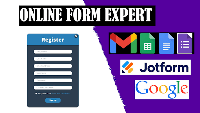 Gig Preview - Create google form, jotform, typeform, cognito form, surveys, quizform