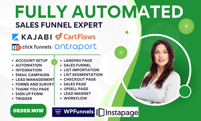 Gig Preview - Design ontraport kajabi instapage clickfunnels cartflows wpfunnels sales funnel