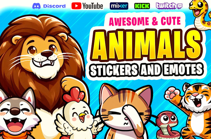 Gig Preview - Cute animal emotes, emojis, and stickers for twitch youtube discord and kick