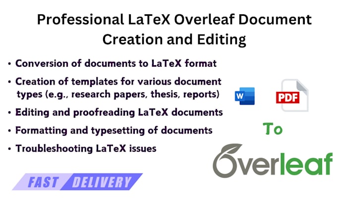 Gig Preview - Convert any document into latex overleaf including table etc