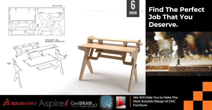 Gig Preview - Do design flatpack furniture with cnc cutting