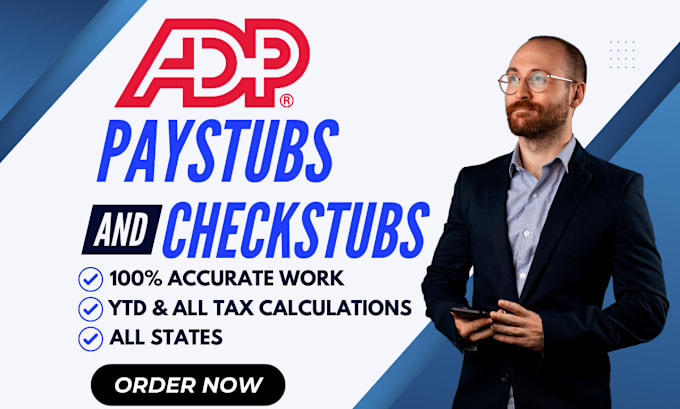 Gig Preview - Create adp paystub, w2, pay stubs, check stubs, paystubs, payroll, 1099 and 1040