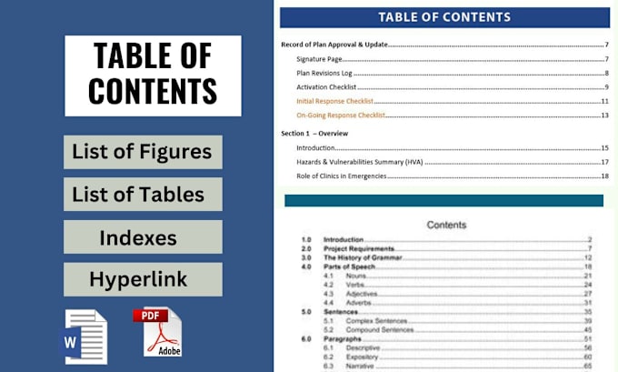 Gig Preview - Create clickable table of content, hyperlink and indexing