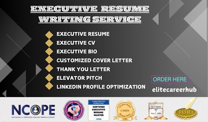 Gig Preview - Do executive resume writing for executives, ceos, vps, cfos and senior directors