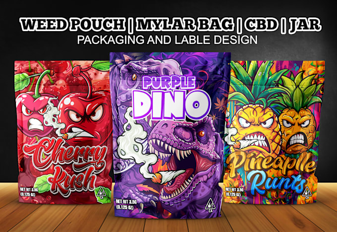 Gig Preview - Design unique weed pouch, mylar bag, cbd product, jar labels