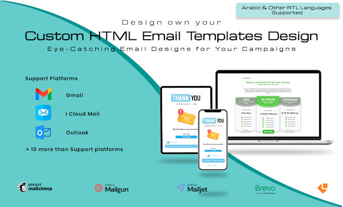 Gig Preview - Design creative responsive custom HTML email templates