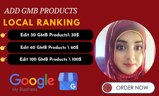 Gig Preview - Add gmb products for local top ranking