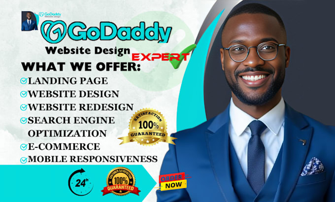 Gig Preview - Godaddy website design godaddy website redesign godaddy design godaddy redesign