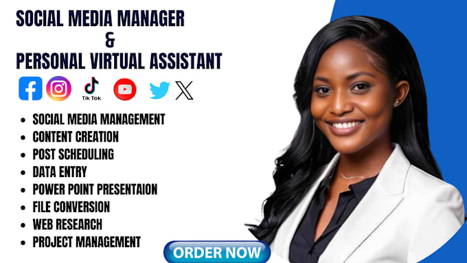 Gig Preview - Be your virtual assistant and social media manager