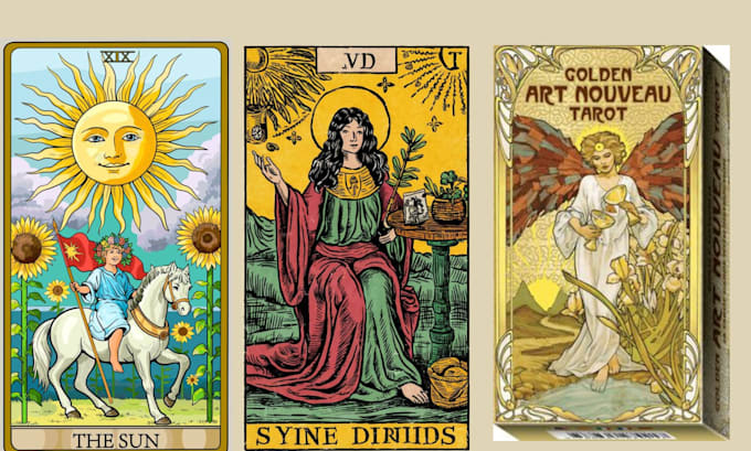 Gig Preview - Draw art nouveau vintage poster tarot card retro art deco, tcg card game design