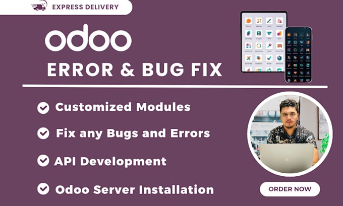 Gig Preview - Fix odoo errors and bugs, develop, and customize odoo modules,